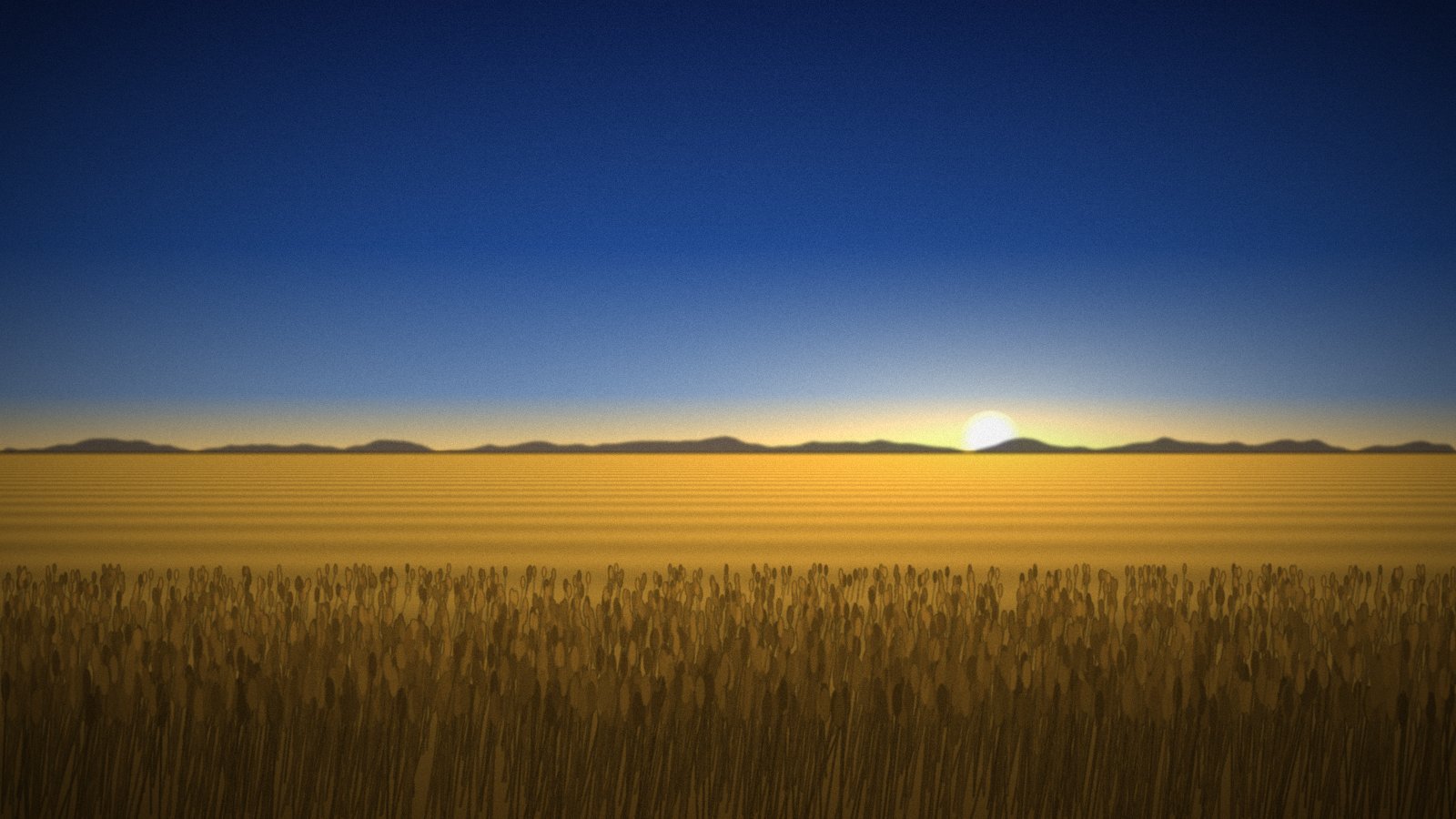 Golden wheat field under a blue sky